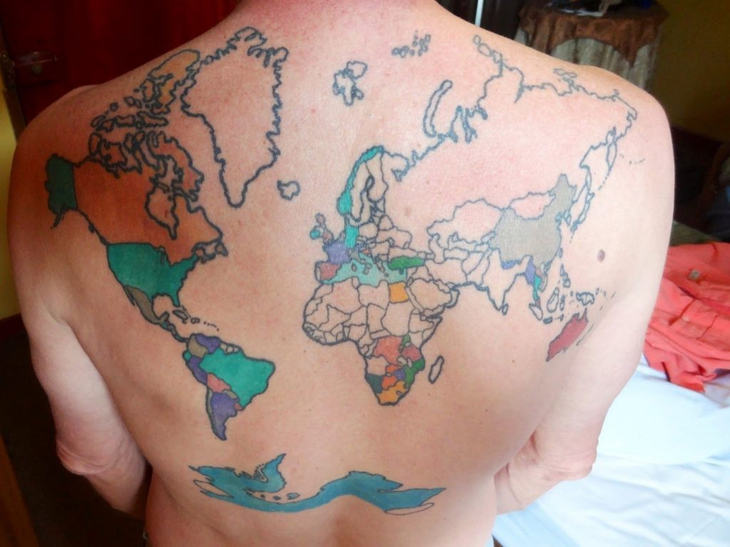 He colours them in with every country he visit. His artist better have his geography down.