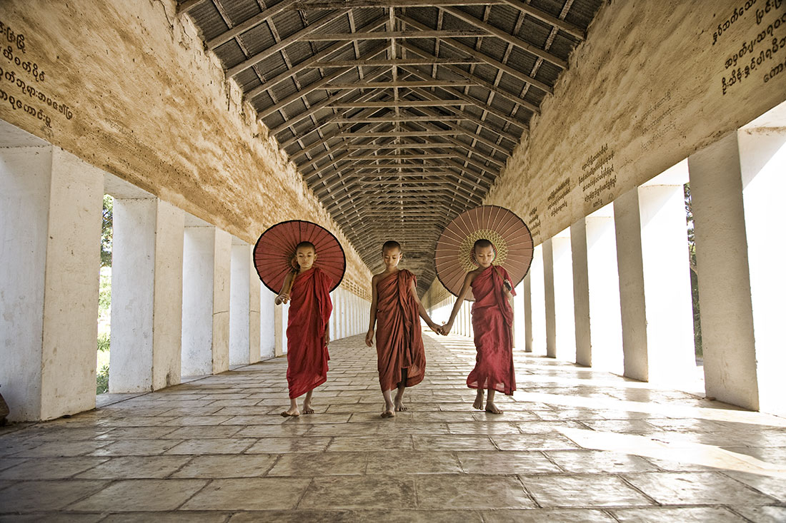 Burmese monks - Buddhism plays a big part in the culture of Myanmar