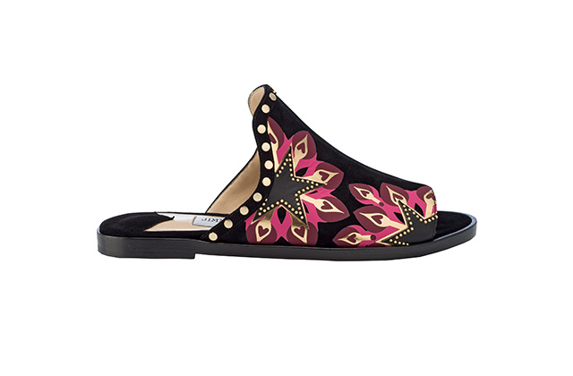 jimmy-choo-hustle-flat-galaxy-star-print-on-suede-with-studs-black-pink-mix